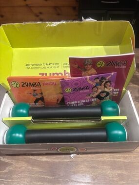 Zumba Fitness Green & Black Toning Sticks with Workout Booklets and DVD